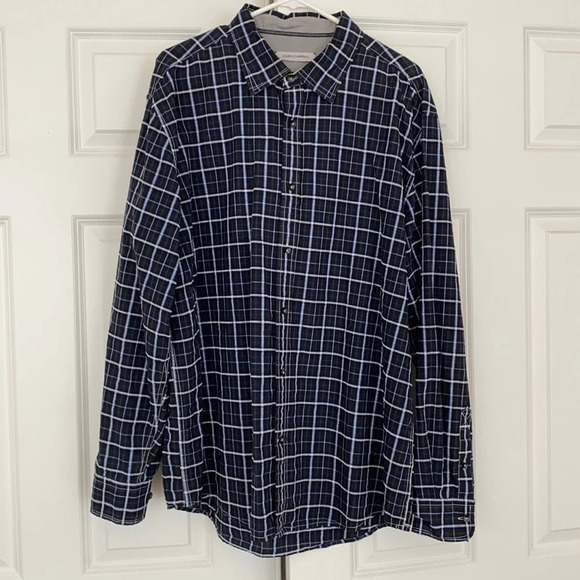 James Campbell plaid button down shirt size XXL casual black white and blue - Picture 2 of 4